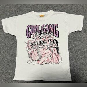 Cotton On White Tee with Pink & Purple 'GIRL GANG' Princess Graphic